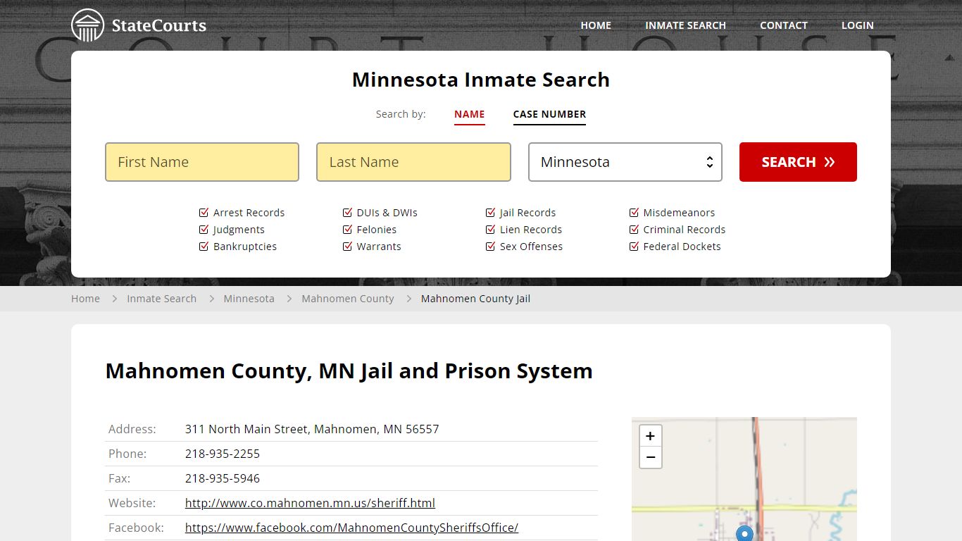 Mahnomen County Jail Inmate Records Search, Minnesota - StateCourts